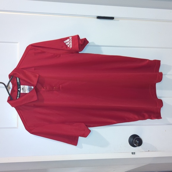 adidas Shirts Mens Red Adidas Short Sleeve Polo Shirt Large Golf Athletic Like New Stylish